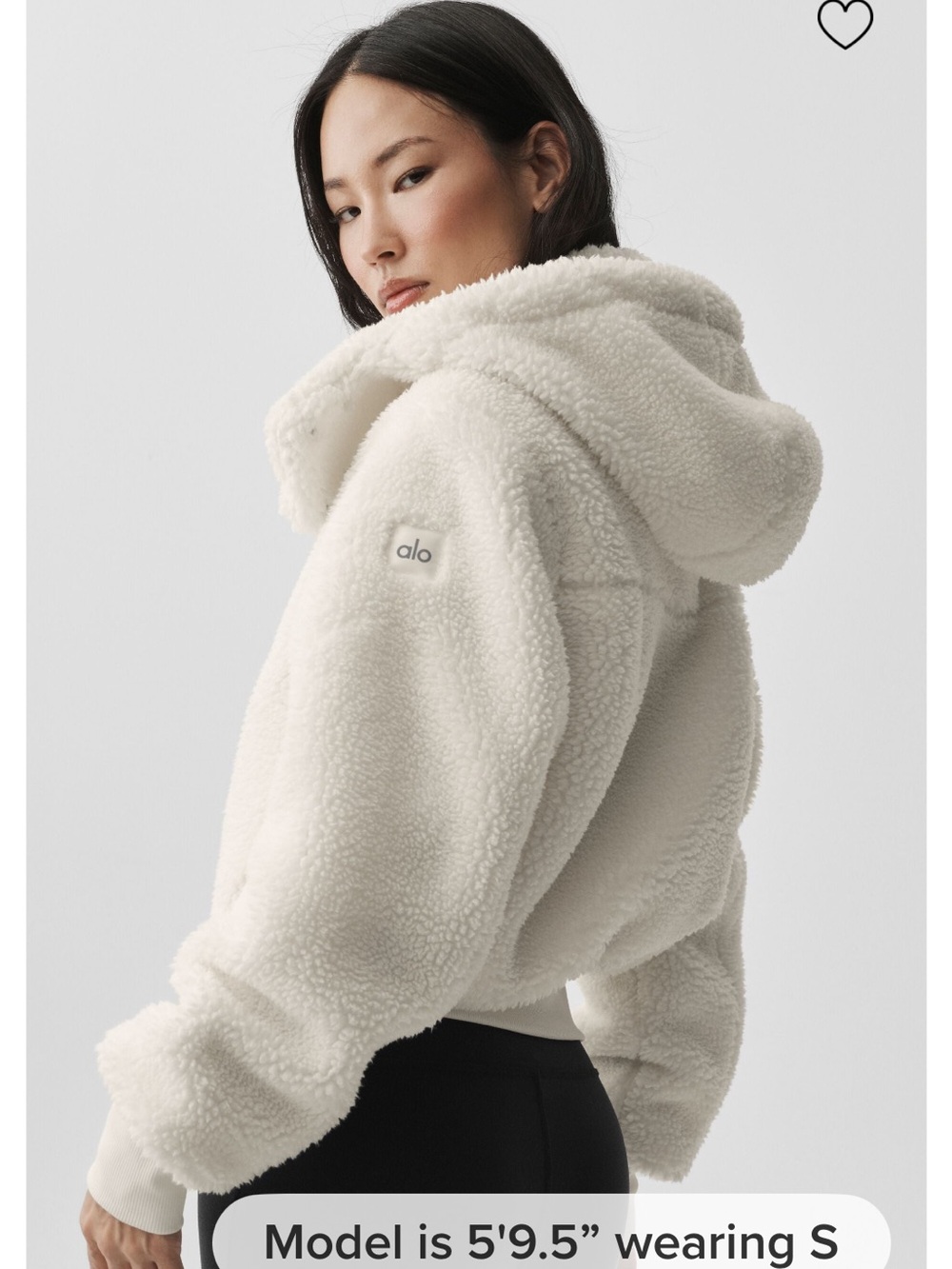 ALO Yoga Cream Foxy Sherpa Cropped Hoodie Jacket Size L - Picture 6 of 11